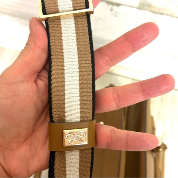 Anya Hindmarch Tan Gold Leather Suede Shoulder Crossbody Designer Bag Purse